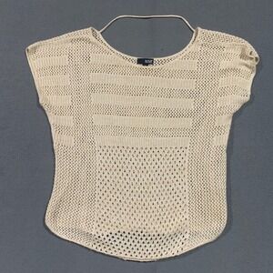ANA A NEW APPROACH Womens‎ Tan Crochet Knit Cap Sleeve Top Size Medium